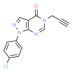 ChemSpider 2D Image | 1-(4-Chlorophenyl)-5-(2-propyn-1-yl)-1,5-dihydro-4H-pyrazolo[3,4-d]pyrimidin-4-one | C14H9ClN4O