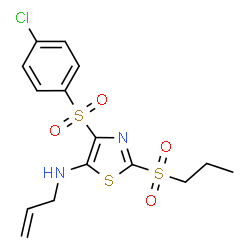 ChemSpider 2D Image | N-Allyl-4-[(4-chlorophenyl)sulfonyl]-2-(propylsulfonyl)-1,3-thiazol-5-amine | C15H17ClN2O4S3