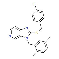 ChemSpider 2D Image | 3-(2,5-Dimethylbenzyl)-2-[(4-fluorobenzyl)sulfanyl]-3H-imidazo[4,5-c]pyridine | C22H20FN3S