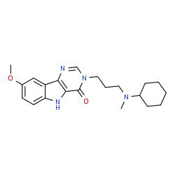 ChemSpider 2D Image | 3-{3-[Cyclohexyl(methyl)amino]propyl}-8-methoxy-3,5-dihydro-4H-pyrimido[5,4-b]indol-4-one | C21H28N4O2