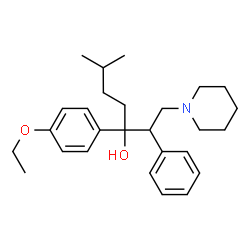 ChemSpider 2D Image | 3-(4-Ethoxyphenyl)-6-methyl-2-phenyl-1-(1-piperidinyl)-3-heptanol | C27H39NO2