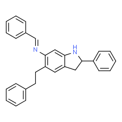 ChemSpider 2D Image | (E)-1-Phenyl-N-[2-phenyl-5-(2-phenylethyl)-2,3-dihydro-1H-indol-6-yl]methanimine | C29H26N2