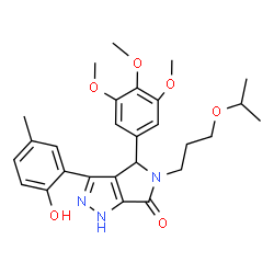 ChemSpider 2D Image | 3-(2-Hydroxy-5-methylphenyl)-5-(3-isopropoxypropyl)-4-(3,4,5-trimethoxyphenyl)-4,5-dihydropyrrolo[3,4-c]pyrazol-6(1H)-one | C27H33N3O6