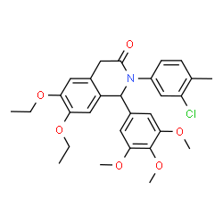 ChemSpider 2D Image | 2-(3-Chloro-4-methylphenyl)-6,7-diethoxy-1-(3,4,5-trimethoxyphenyl)-1,4-dihydro-3(2H)-isoquinolinone | C29H32ClNO6