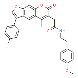 ChemSpider 2D Image | 2-[3-(4-Chlorophenyl)-5-methyl-7-oxo-7H-furo[3,2-g]chromen-6-yl]-N-[2-(4-methoxyphenyl)ethyl]acetamide | C29H24ClNO5