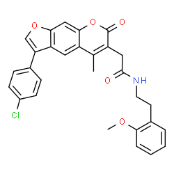 ChemSpider 2D Image | 2-[3-(4-Chlorophenyl)-5-methyl-7-oxo-7H-furo[3,2-g]chromen-6-yl]-N-[2-(2-methoxyphenyl)ethyl]acetamide | C29H24ClNO5