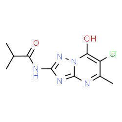 ChemSpider 2D Image | N-(6-Chloro-7-hydroxy-5-methyl[1,2,4]triazolo[1,5-a]pyrimidin-2-yl)-2-methylpropanamide | C10H12ClN5O2