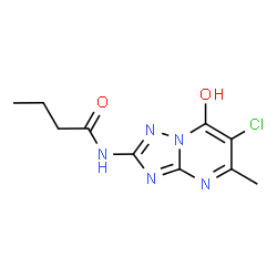 ChemSpider 2D Image | N-(6-Chloro-7-hydroxy-5-methyl[1,2,4]triazolo[1,5-a]pyrimidin-2-yl)butanamide | C10H12ClN5O2