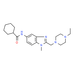 ChemSpider 2D Image | N-{2-[(4-Ethyl-1-piperazinyl)methyl]-1-methyl-1H-benzimidazol-5-yl}cyclohexanecarboxamide | C22H33N5O