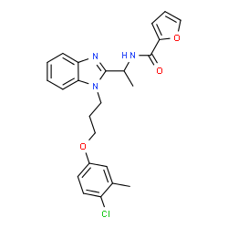 ChemSpider 2D Image | N-(1-{1-[3-(4-Chloro-3-methylphenoxy)propyl]-1H-benzimidazol-2-yl}ethyl)-2-furamide | C24H24ClN3O3