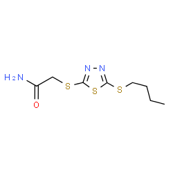 ChemSpider 2D Image | 2-{[5-(Butylsulfanyl)-1,3,4-thiadiazol-2-yl]sulfanyl}acetamide | C8H13N3OS3