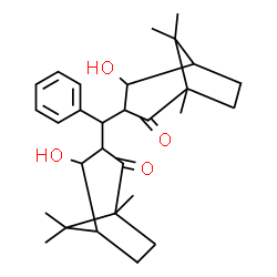 ChemSpider 2D Image | 3,3'-(Phenylmethylene)bis(4-hydroxy-1,8,8-trimethylbicyclo[3.2.1]octan-2-one) | C29H40O4