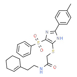 ChemSpider 2D Image | N-[2-(1-Cyclohexen-1-yl)ethyl]-2-{[2-(4-methylphenyl)-4-(phenylsulfonyl)-1H-imidazol-5-yl]sulfanyl}acetamide | C26H29N3O3S2