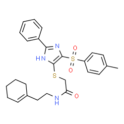 ChemSpider 2D Image | N-[2-(1-Cyclohexen-1-yl)ethyl]-2-({4-[(4-methylphenyl)sulfonyl]-2-phenyl-1H-imidazol-5-yl}sulfanyl)acetamide | C26H29N3O3S2