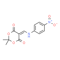 ChemSpider 2D Image | 2,2-Dimethyl-5-{[(4-nitrophenyl)amino]methylene}-1,3-dioxane-4,6-dione | C13H12N2O6