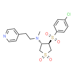 ChemSpider 2D Image | (3S,4R)-4-[(4-Chlorophenyl)sulfonyl]-N-methyl-N-[2-(4-pyridinyl)ethyl]tetrahydro-3-thiophenamine 1,1-dioxide | C18H21ClN2O4S2