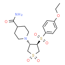 ChemSpider 2D Image | 1-{(3S,4R)-4-[(4-Ethoxyphenyl)sulfonyl]-1,1-dioxidotetrahydro-3-thiophenyl}-4-piperidinecarboxamide | C18H26N2O6S2