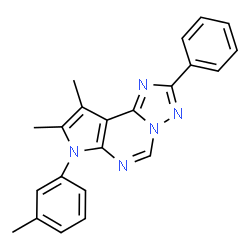 ChemSpider 2D Image | 8,9-Dimethyl-7-(3-methylphenyl)-2-phenyl-7H-pyrrolo[3,2-e][1,2,4]triazolo[1,5-c]pyrimidine | C22H19N5
