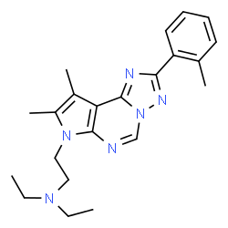 ChemSpider 2D Image | 2-[8,9-Dimethyl-2-(2-methylphenyl)-7H-pyrrolo[3,2-e][1,2,4]triazolo[1,5-c]pyrimidin-7-yl]-N,N-diethylethanamine | C22H28N6