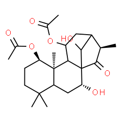 ChemSpider 2D Image | (1beta,5xi,7alpha,9xi,10alpha,16beta)-7,14-Dihydroxy-15-oxokaurane-1,11-diyl diacetate | C24H36O7
