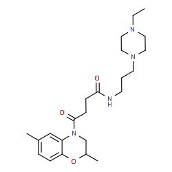 ChemSpider 2D Image | 4-(2,6-Dimethyl-2,3-dihydro-4H-1,4-benzoxazin-4-yl)-N-[3-(4-ethyl-1-piperazinyl)propyl]-4-oxobutanamide | C23H36N4O3