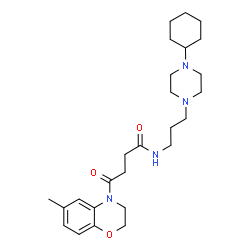 ChemSpider 2D Image | N-[3-(4-Cyclohexyl-1-piperazinyl)propyl]-4-(6-methyl-2,3-dihydro-4H-1,4-benzoxazin-4-yl)-4-oxobutanamide | C26H40N4O3