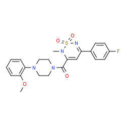 ChemSpider 2D Image | [5-(4-Fluorophenyl)-2-methyl-1,1-dioxido-2H-1,2,6-thiadiazin-3-yl][4-(2-methoxyphenyl)-1-piperazinyl]methanone | C22H23FN4O4S