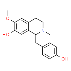 ChemSpider 2D Image | 1-(4-Hydroxybenzyl)-6-methoxy-2-methyl-1,2,3,4-tetrahydro-7-isoquinolinol | C18H21NO3