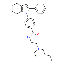 ChemSpider 2D Image | N-{2-[Butyl(ethyl)amino]ethyl}-4-(2-phenyl-4,5,6,7-tetrahydro-1H-indol-1-yl)benzamide | C29H37N3O