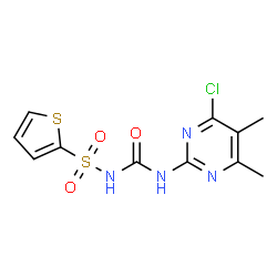 ChemSpider 2D Image | N-[(4-Chloro-5,6-dimethyl-2-pyrimidinyl)carbamoyl]-2-thiophenesulfonamide | C11H11ClN4O3S2