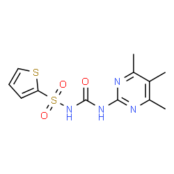 ChemSpider 2D Image | N-[(4,5,6-Trimethyl-2-pyrimidinyl)carbamoyl]-2-thiophenesulfonamide | C12H14N4O3S2