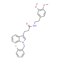 ChemSpider 2D Image | N-[2-(3,4-Dimethoxyphenyl)ethyl]-3-[1-(2-fluorobenzyl)-1H-indol-3-yl]propanamide | C28H29FN2O3