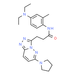 ChemSpider 2D Image | N-[4-(Diethylamino)-2-methylphenyl]-3-[6-(1-pyrrolidinyl)[1,2,4]triazolo[4,3-b]pyridazin-3-yl]propanamide | C23H31N7O