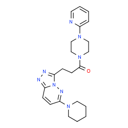 ChemSpider 2D Image | 3-[6-(1-Piperidinyl)[1,2,4]triazolo[4,3-b]pyridazin-3-yl]-1-[4-(2-pyridinyl)-1-piperazinyl]-1-propanone | C22H28N8O