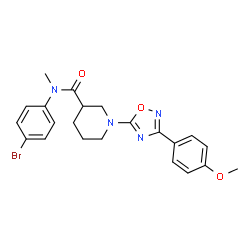ChemSpider 2D Image | N-(4-Bromophenyl)-1-[3-(4-methoxyphenyl)-1,2,4-oxadiazol-5-yl]-N-methyl-3-piperidinecarboxamide | C22H23BrN4O3