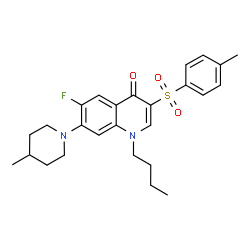 ChemSpider 2D Image | 1-Butyl-6-fluoro-3-[(4-methylphenyl)sulfonyl]-7-(4-methyl-1-piperidinyl)-4(1H)-quinolinone | C26H31FN2O3S