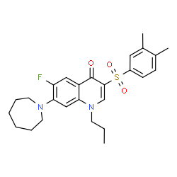 ChemSpider 2D Image | 7-(1-Azepanyl)-3-[(3,4-dimethylphenyl)sulfonyl]-6-fluoro-1-propyl-4(1H)-quinolinone | C26H31FN2O3S
