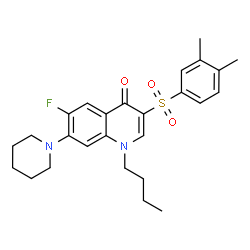 ChemSpider 2D Image | 1-Butyl-3-[(3,4-dimethylphenyl)sulfonyl]-6-fluoro-7-(1-piperidinyl)-4(1H)-quinolinone | C26H31FN2O3S