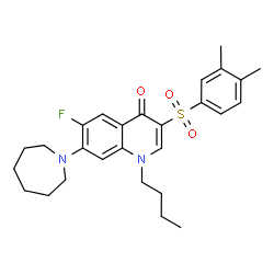 ChemSpider 2D Image | 7-(1-Azepanyl)-1-butyl-3-[(3,4-dimethylphenyl)sulfonyl]-6-fluoro-4(1H)-quinolinone | C27H33FN2O3S