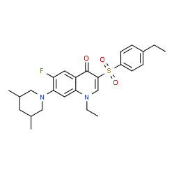 ChemSpider 2D Image | 7-(3,5-Dimethyl-1-piperidinyl)-1-ethyl-3-[(4-ethylphenyl)sulfonyl]-6-fluoro-4(1H)-quinolinone | C26H31FN2O3S