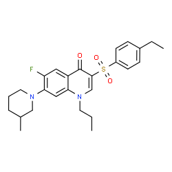 ChemSpider 2D Image | 3-[(4-Ethylphenyl)sulfonyl]-6-fluoro-7-(3-methyl-1-piperidinyl)-1-propyl-4(1H)-quinolinone | C26H31FN2O3S