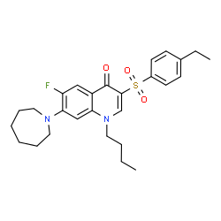 ChemSpider 2D Image | 7-(1-Azepanyl)-1-butyl-3-[(4-ethylphenyl)sulfonyl]-6-fluoro-4(1H)-quinolinone | C27H33FN2O3S