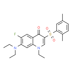 ChemSpider 2D Image | 7-(Diethylamino)-3-[(2,5-dimethylphenyl)sulfonyl]-1-ethyl-6-fluoro-4(1H)-quinolinone | C23H27FN2O3S
