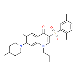 ChemSpider 2D Image | 3-[(2,5-Dimethylphenyl)sulfonyl]-6-fluoro-7-(4-methyl-1-piperidinyl)-1-propyl-4(1H)-quinolinone | C26H31FN2O3S