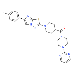 ChemSpider 2D Image | {1-[6-(4-Methylphenyl)imidazo[2,1-b][1,3,4]thiadiazol-2-yl]-4-piperidinyl}[4-(2-pyrimidinyl)-1-piperazinyl]methanone | C25H28N8OS