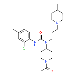 ChemSpider 2D Image | 1-(1-Acetyl-4-piperidinyl)-3-(2-chloro-4-methylphenyl)-1-[3-(4-methyl-1-piperidinyl)propyl]urea | C24H37ClN4O2