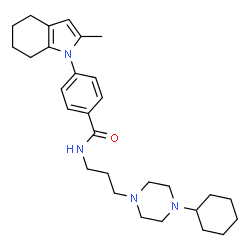 ChemSpider 2D Image | N-[3-(4-Cyclohexyl-1-piperazinyl)propyl]-4-(2-methyl-4,5,6,7-tetrahydro-1H-indol-1-yl)benzamide | C29H42N4O