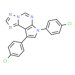 ChemSpider 2D Image | 7,9-Bis(4-chlorophenyl)-7H-pyrrolo[3,2-e][1,2,4]triazolo[1,5-c]pyrimidine | C19H11Cl2N5