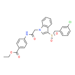 ChemSpider 2D Image | Ethyl 4-[({3-[(3-chlorobenzyl)sulfonyl]-1H-indol-1-yl}acetyl)amino]benzoate | C26H23ClN2O5S