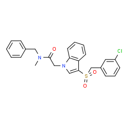 ChemSpider 2D Image | N-Benzyl-2-{3-[(3-chlorobenzyl)sulfonyl]-1H-indol-1-yl}-N-methylacetamide | C25H23ClN2O3S